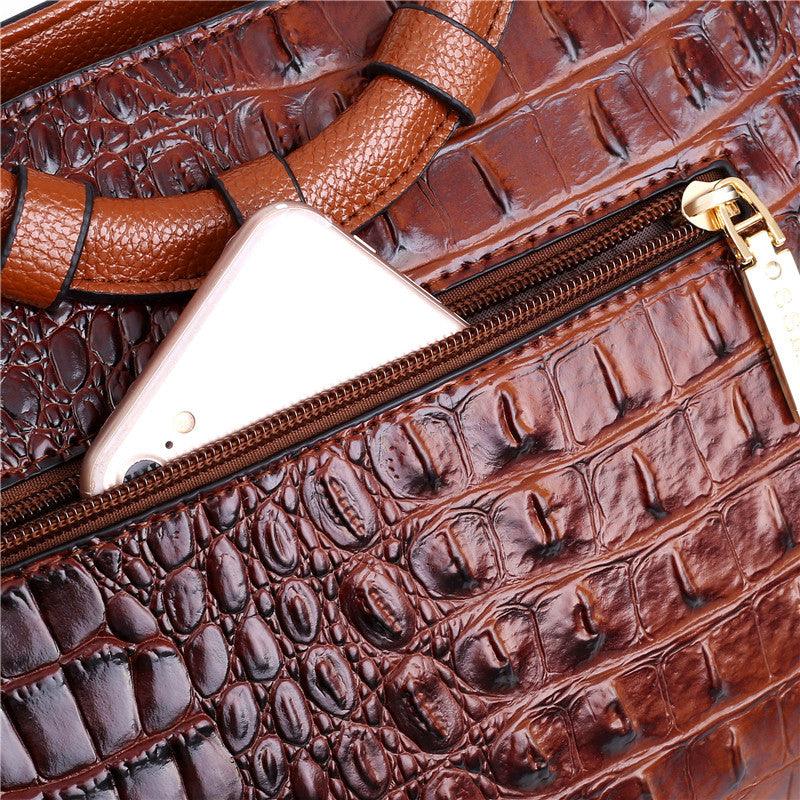 Croc Embossed Womens Handbag Luxury Vegan Leather Purse
