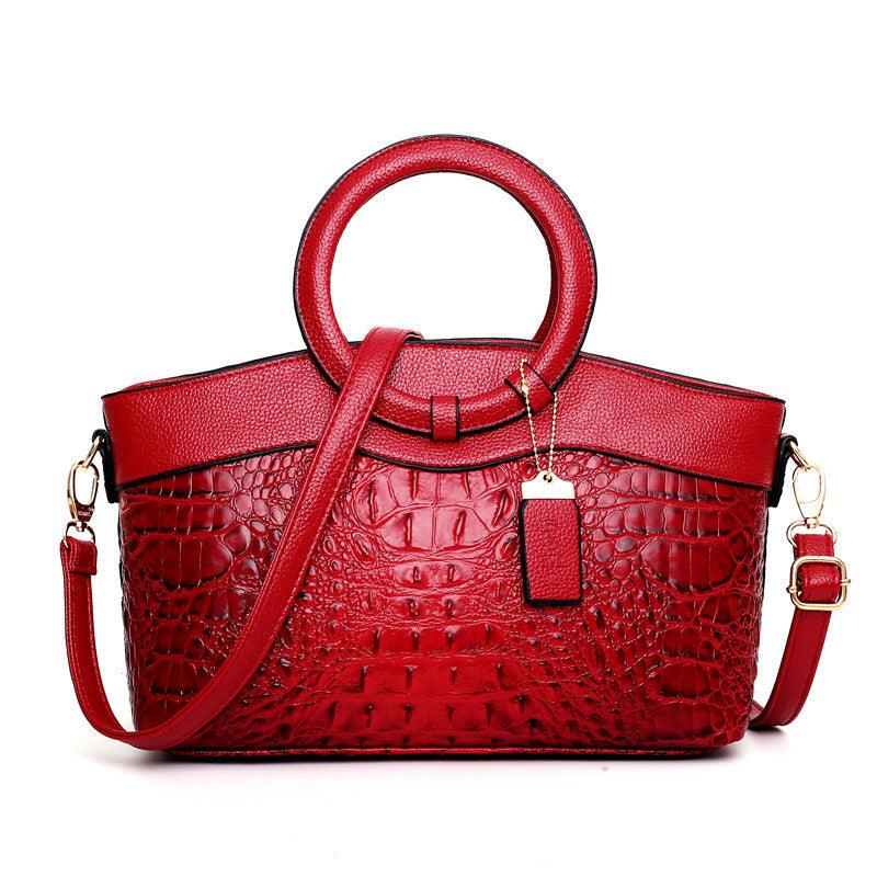 Croc Embossed Womens Handbag Luxury Vegan Leather Purse