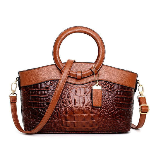 Croc Embossed Womens Handbag Luxury Vegan Leather Purse