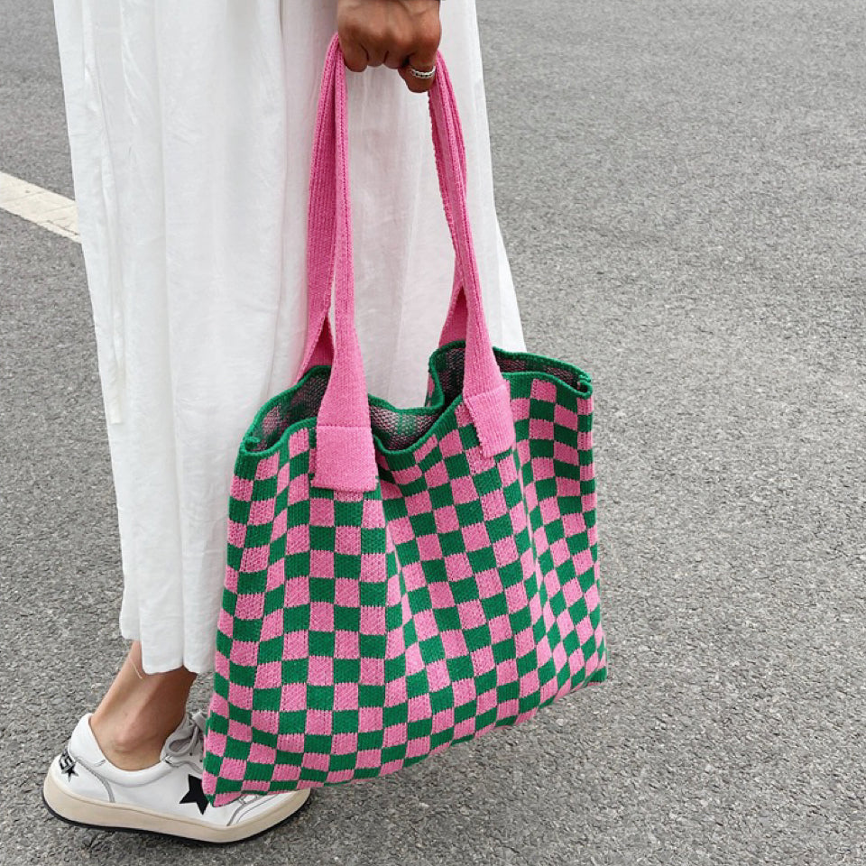 Crochet Shopper Tote Bag Knitted Shoulder Beach Handbag