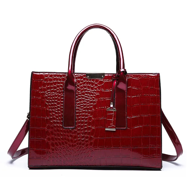 Crocodile Pattern Shoulder Handbag Large Capacity Crossbody Purse
