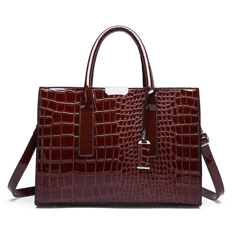 Crocodile Pattern Shoulder Handbag Large Capacity Crossbody Purse