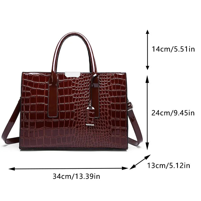 Crocodile Pattern Shoulder Handbag Large Capacity Crossbody Purse