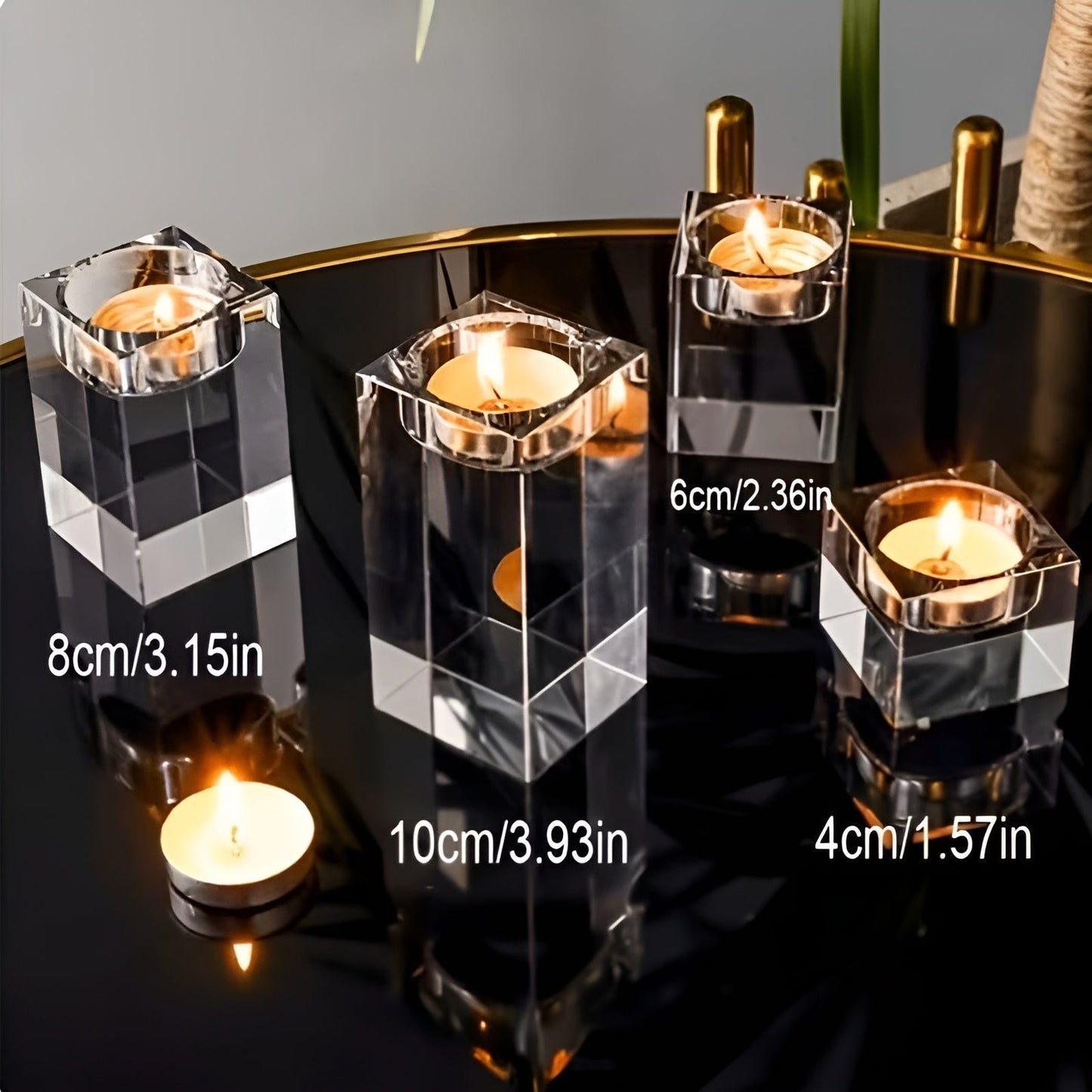 Crystal Candle Holder Set Elegant Decorative Table Centerpieces