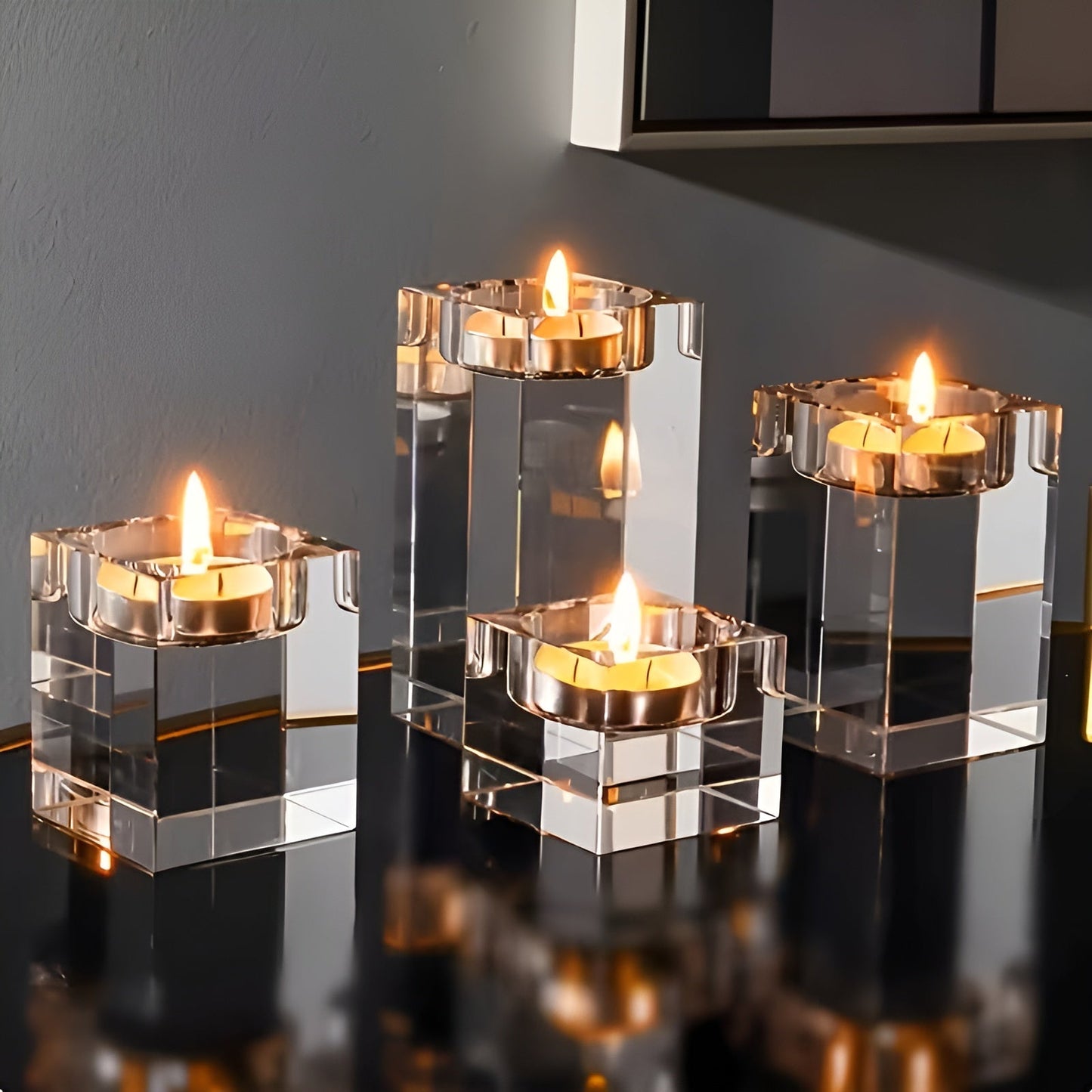 Crystal Candle Holder Set Elegant Decorative Table Centerpieces