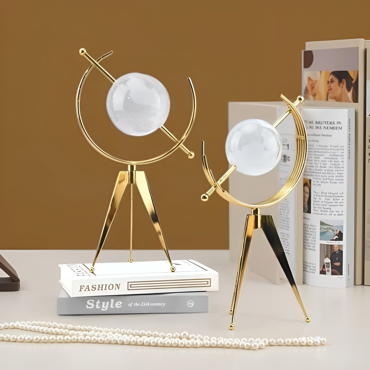 Crystal Globe Desk Decor Luxury World Sphere Ornament