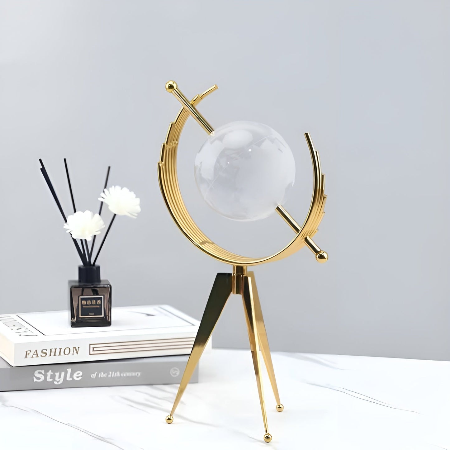 Crystal Globe Desk Decor Luxury World Sphere Ornament