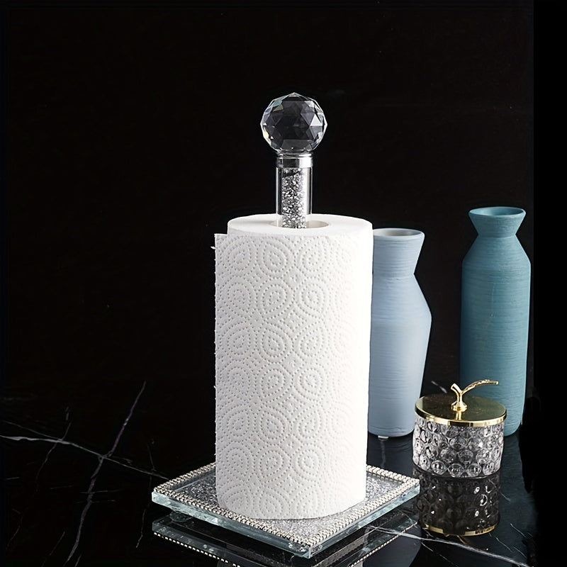 Crystal Kitchen Roll Holder Gold Decorative Counter Stand