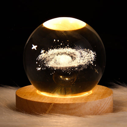 Crystal Light Ball | Rotating 3D Moon and Planet LED Table Lamp