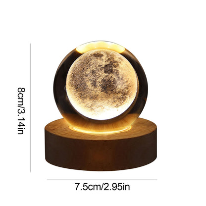 Crystal Light Ball | Rotating 3D Moon and Planet LED Table Lamp
