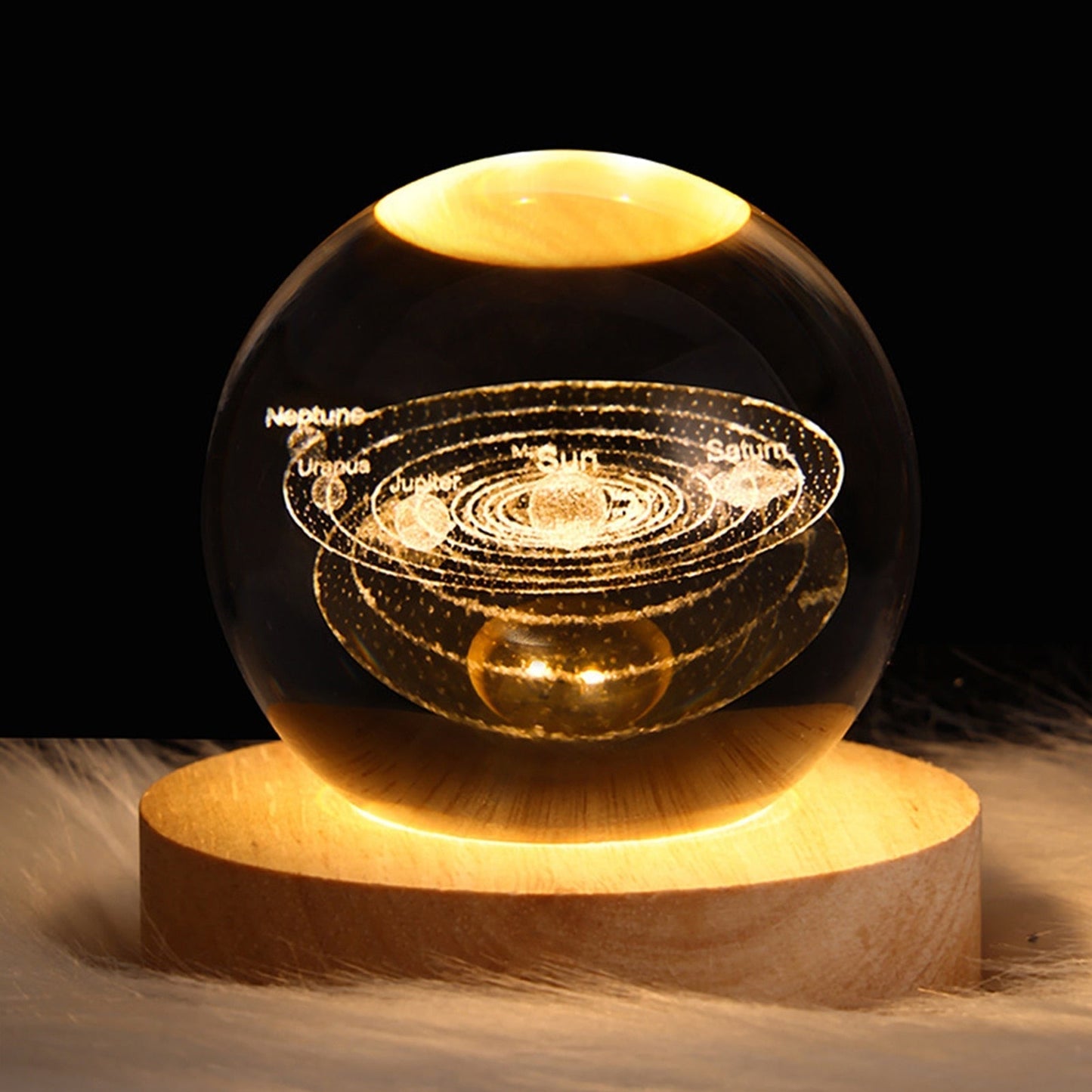 Crystal Light Ball | Rotating 3D Moon and Planet LED Table Lamp