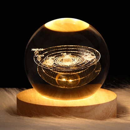 Crystal Light Ball | Rotating 3D Moon and Planet LED Table Lamp