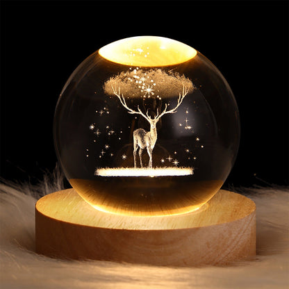 Crystal Light Ball | Rotating 3D Moon and Planet LED Table Lamp