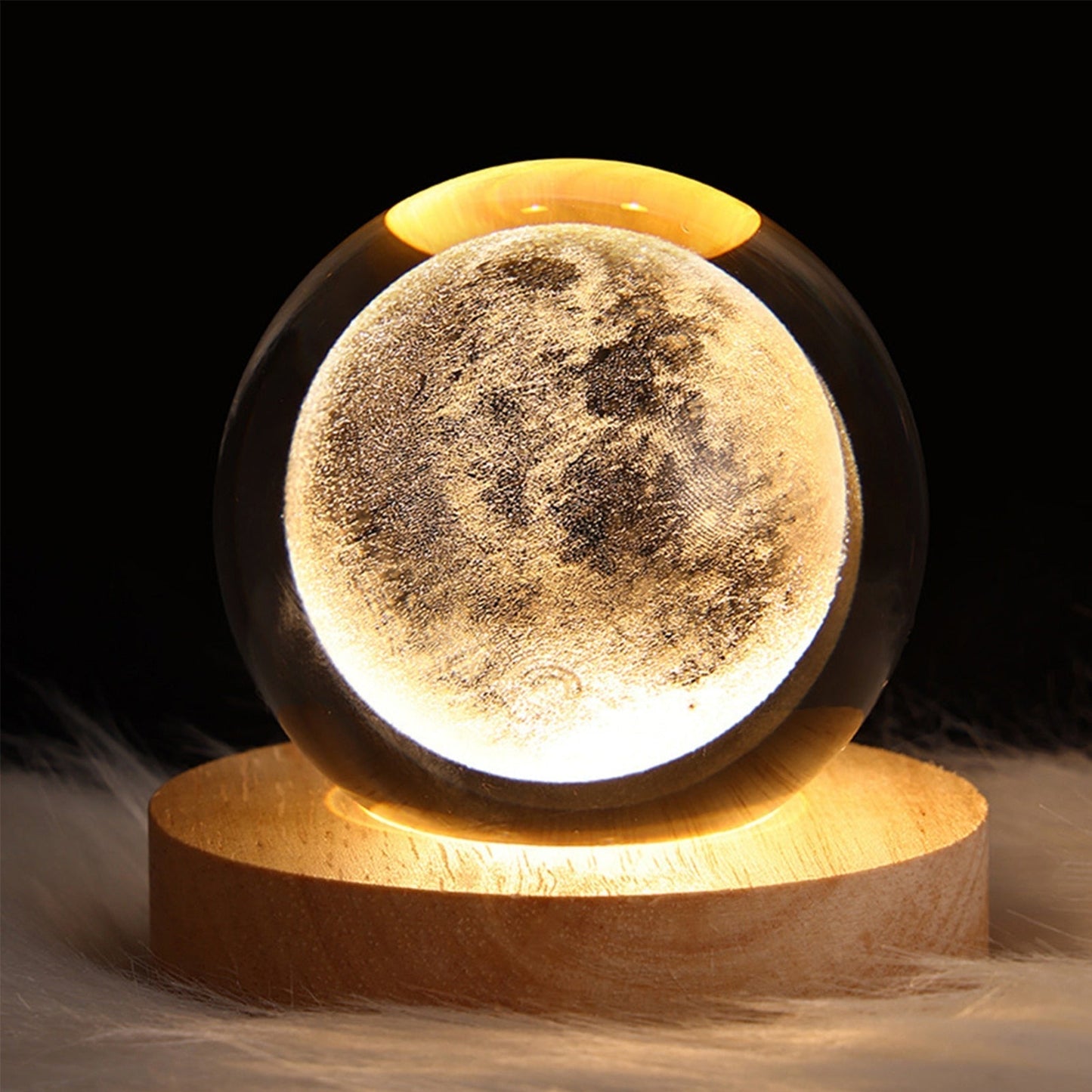 Crystal Light Ball | Rotating 3D Moon and Planet LED Table Lamp