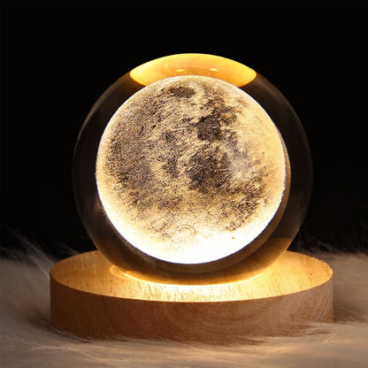 Crystal Light Ball | Rotating 3D Moon and Planet LED Table Lamp