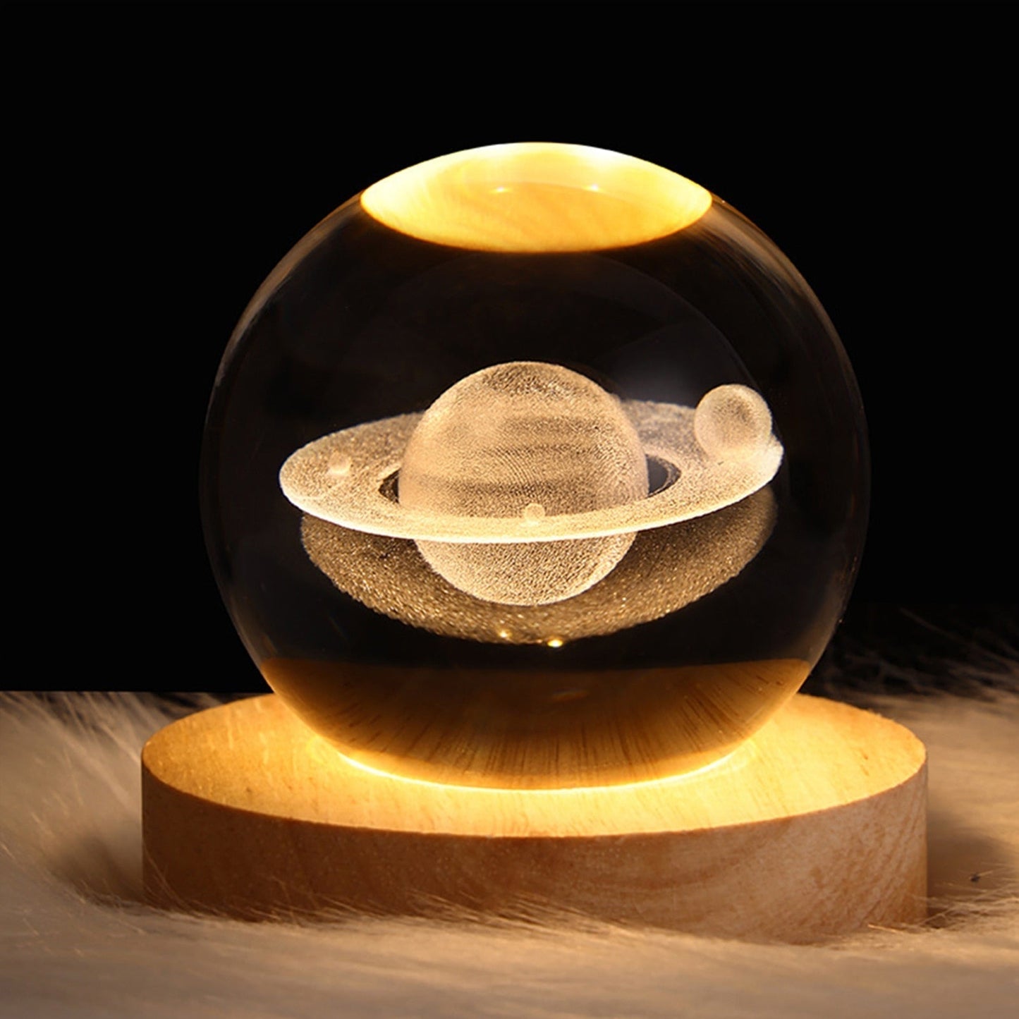 Crystal Light Ball | Rotating 3D Moon and Planet LED Table Lamp