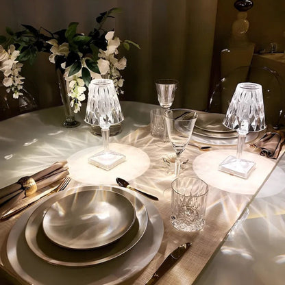 Crystal Rechargeable Table Lamp Touch Dimmable LED Light