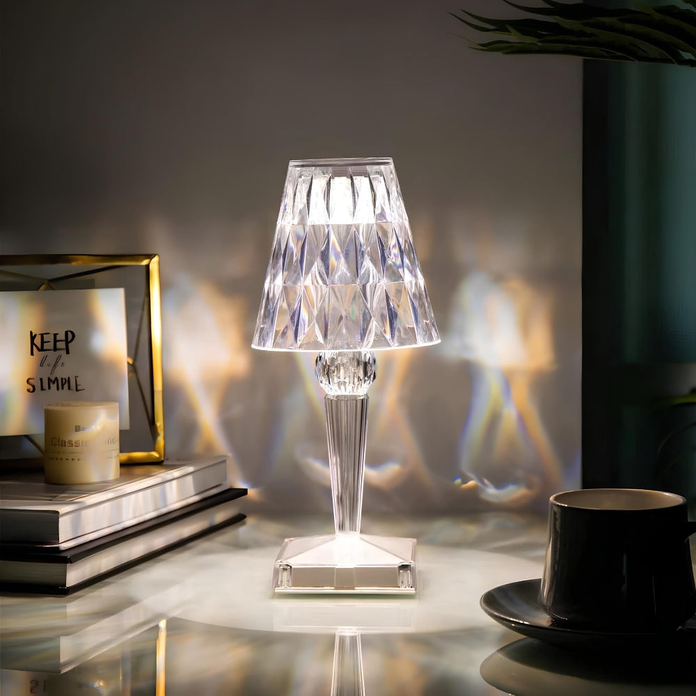 Crystal Rechargeable Table Lamp Touch Dimmable LED Light