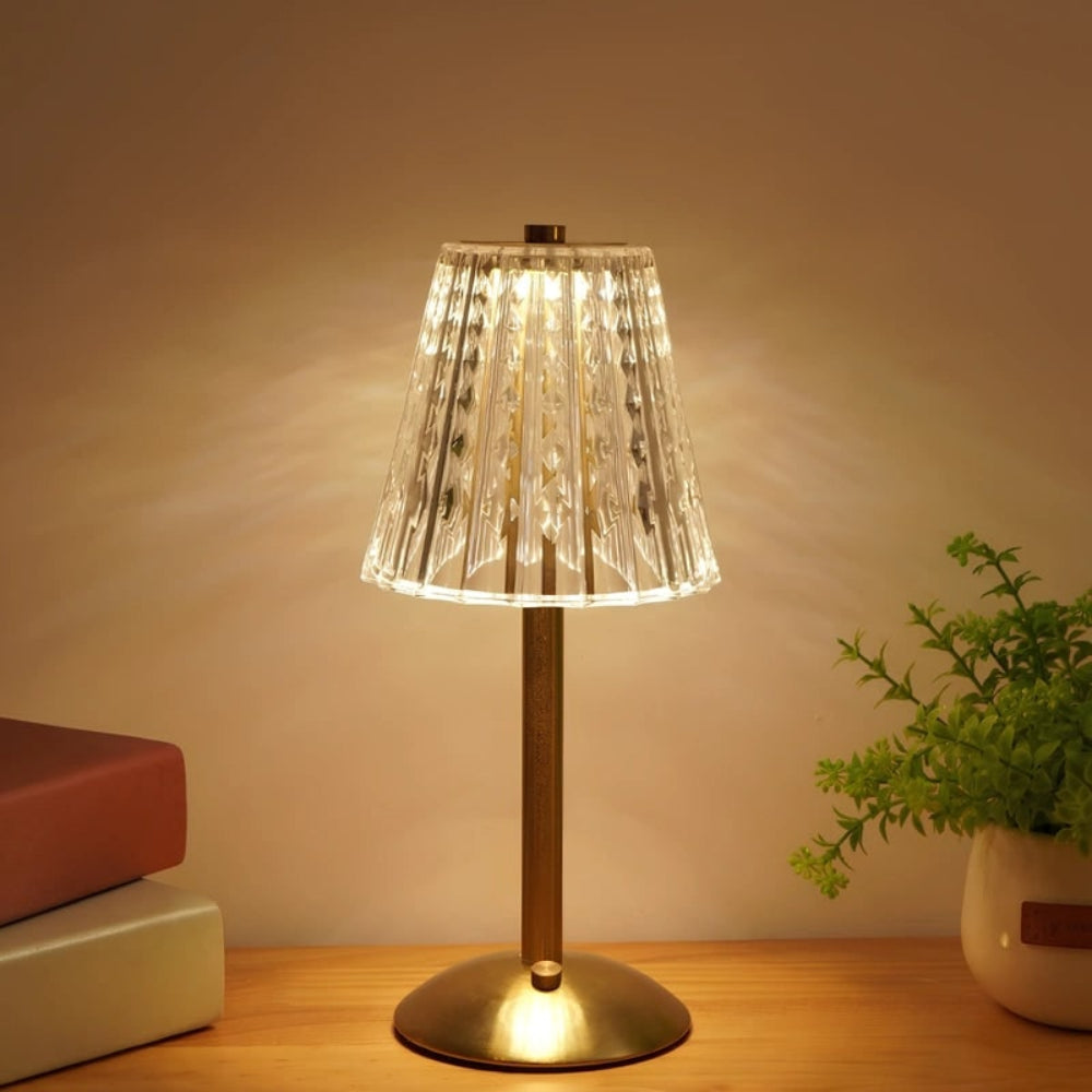 Crystal Rechargeable Table Lamp with Touch Dimming and LED Light
