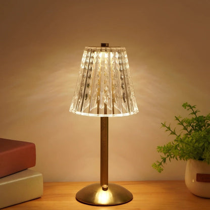 Crystal Rechargeable Table Lamp with Touch Dimming and LED Light