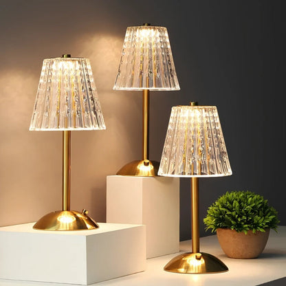 Crystal Rechargeable Table Lamp with Touch Dimming and LED Light