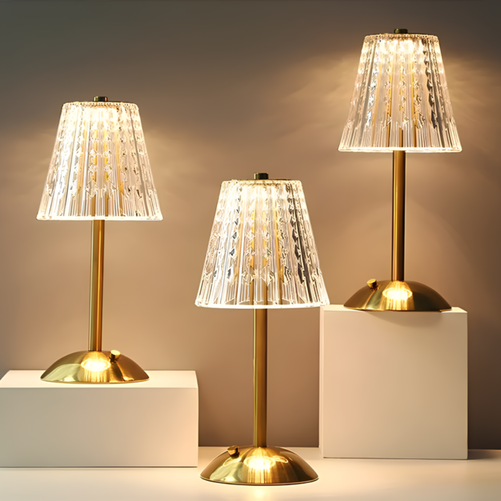Crystal Rechargeable Table Lamp with Touch Dimming and LED Light