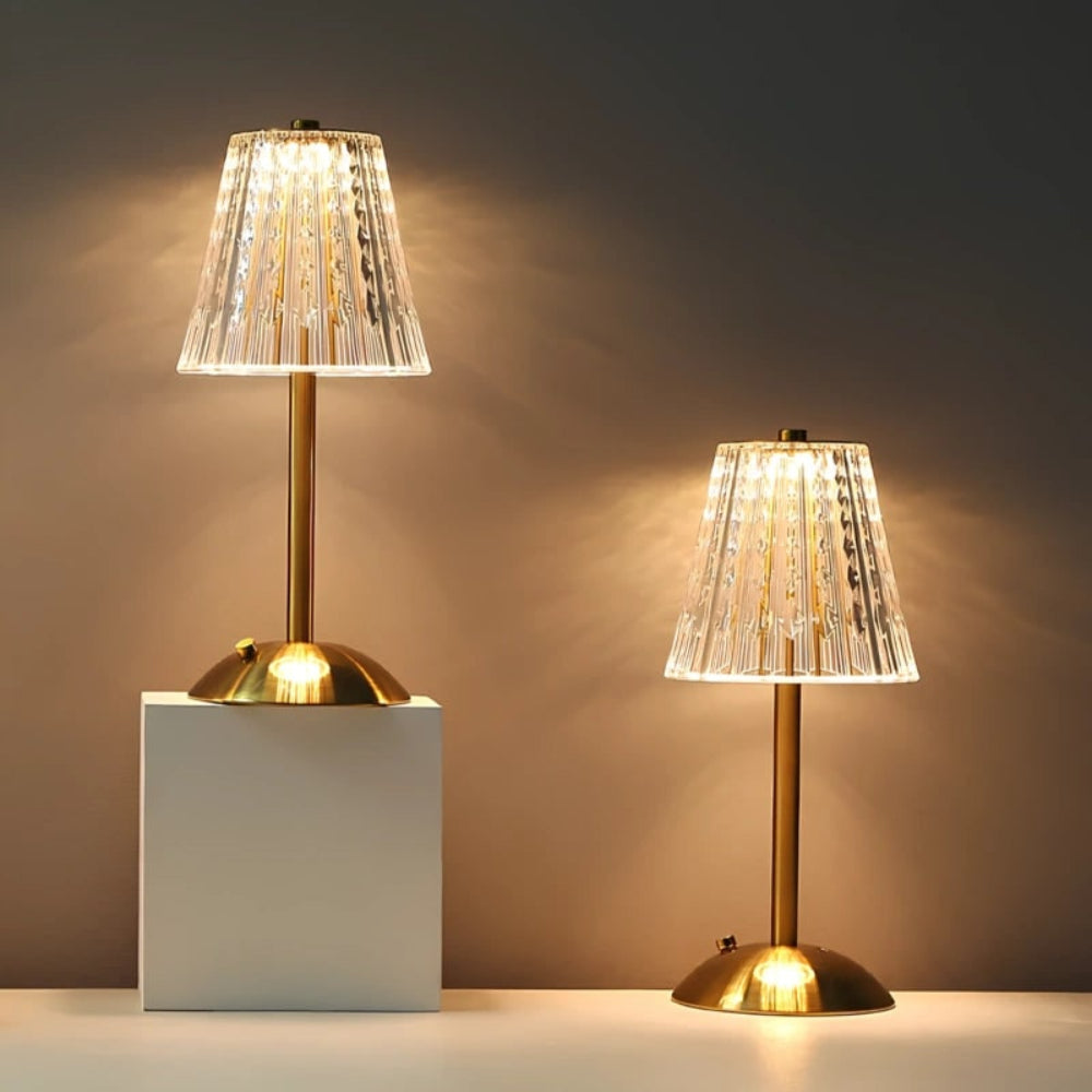 Crystal Rechargeable Table Lamp with Touch Dimming and LED Light