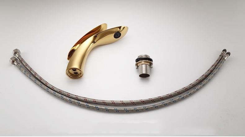 Curved Bathroom Faucet Rose Gold Single Handle Basin Tap
