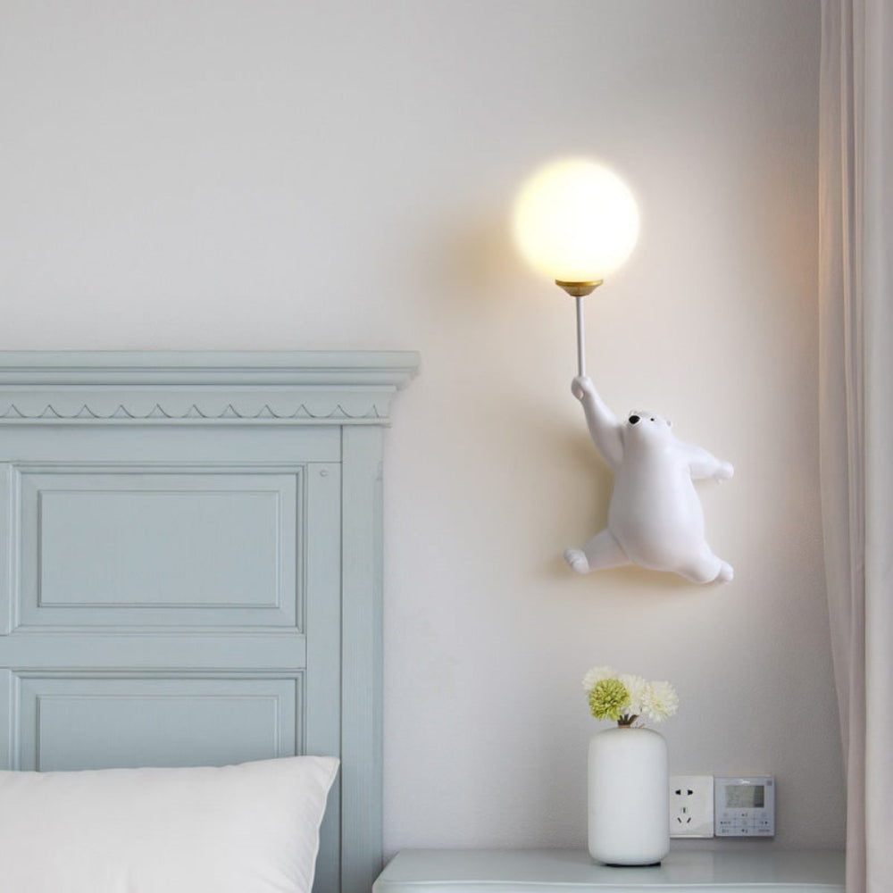 Schattige LED-wandlamp in berenvorm, decoratieve binnenverlichting voor kinderkamers