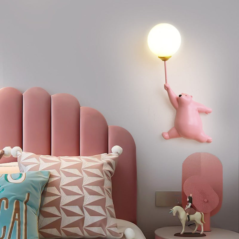 Schattige LED-wandlamp in berenvorm, decoratieve binnenverlichting voor kinderkamers