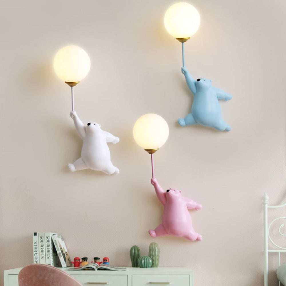 Schattige LED-wandlamp in berenvorm, decoratieve binnenverlichting voor kinderkamers