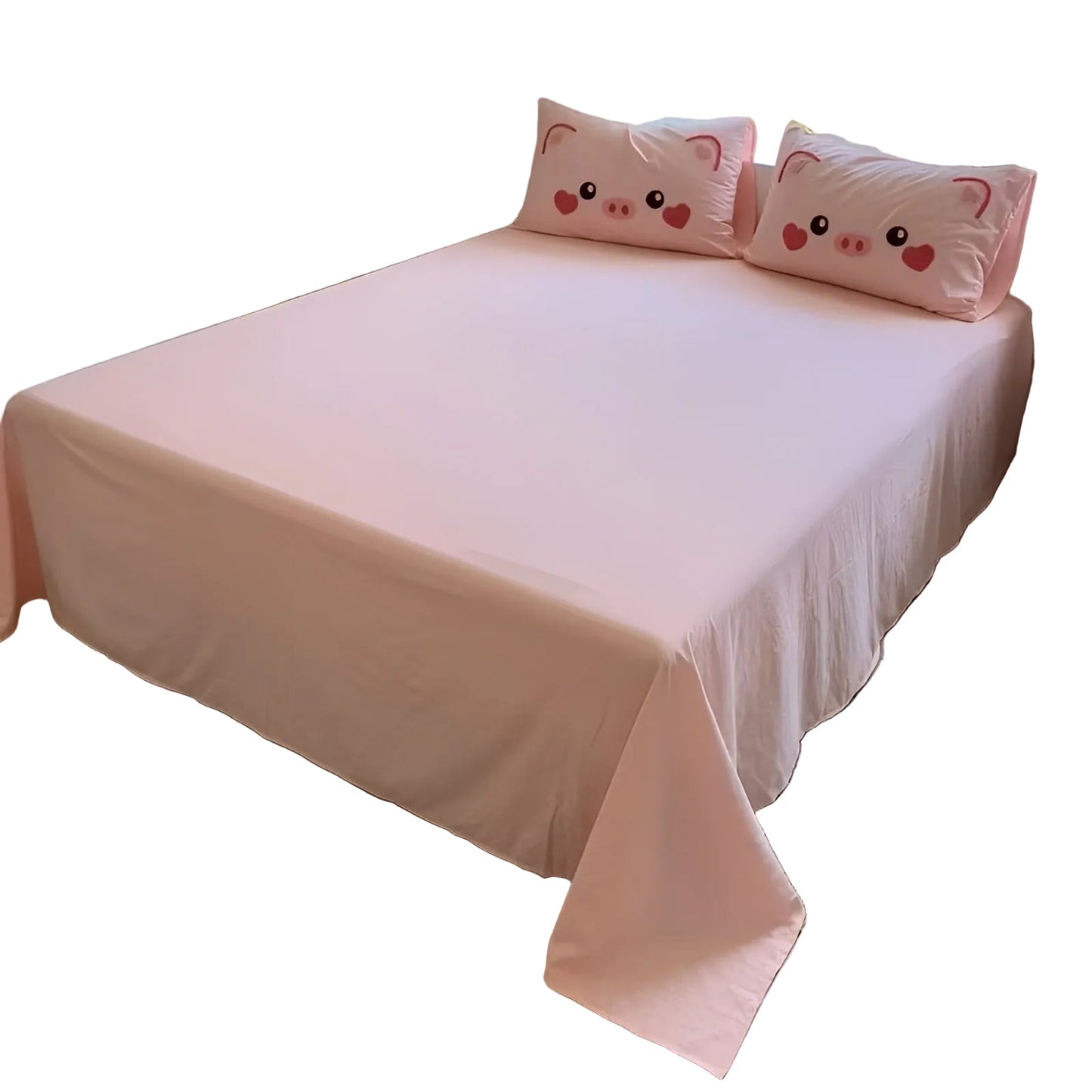 Cute Pig Bedding Set Soft Cartoon Quilt Cover Kids Bedroom Decor