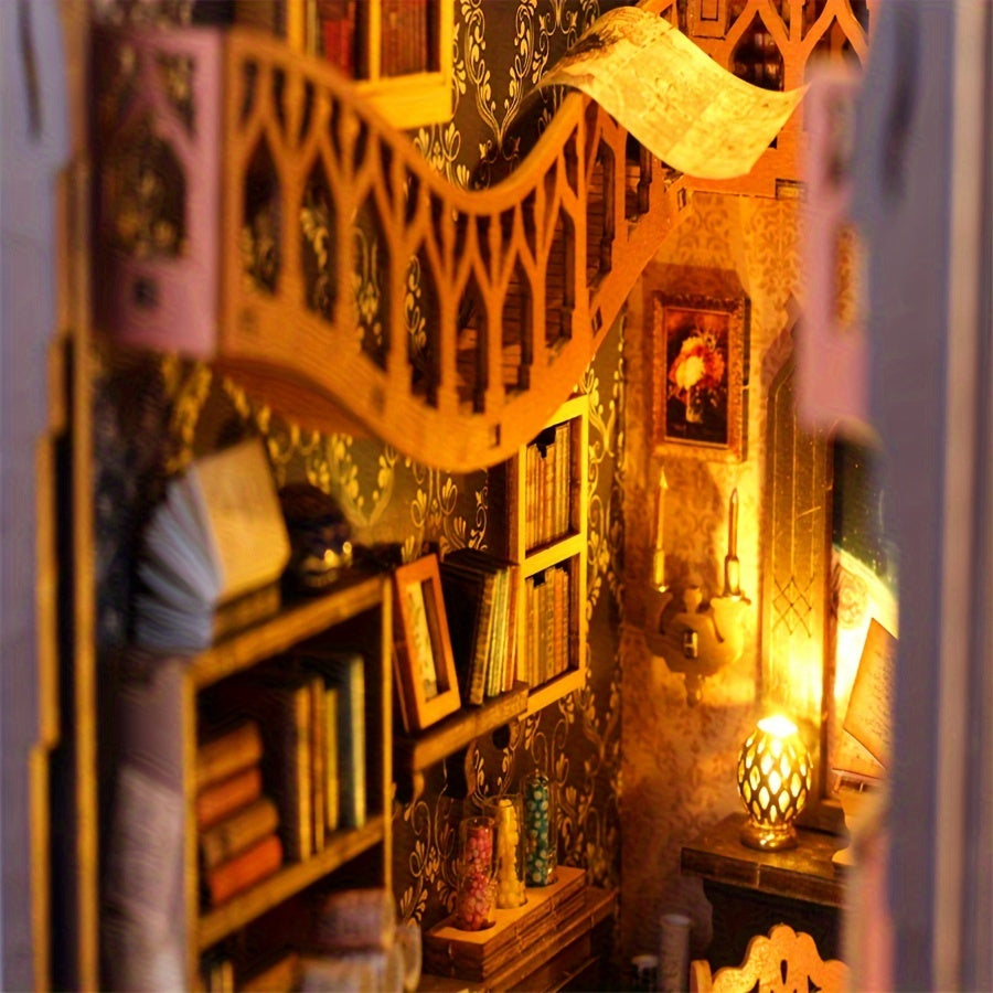 DIY Miniature Book House Kit Wooden 3D Puzzle Model Building Set