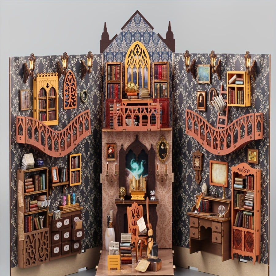 DIY Miniature Book House Kit Wooden 3D Puzzle Model Building Set