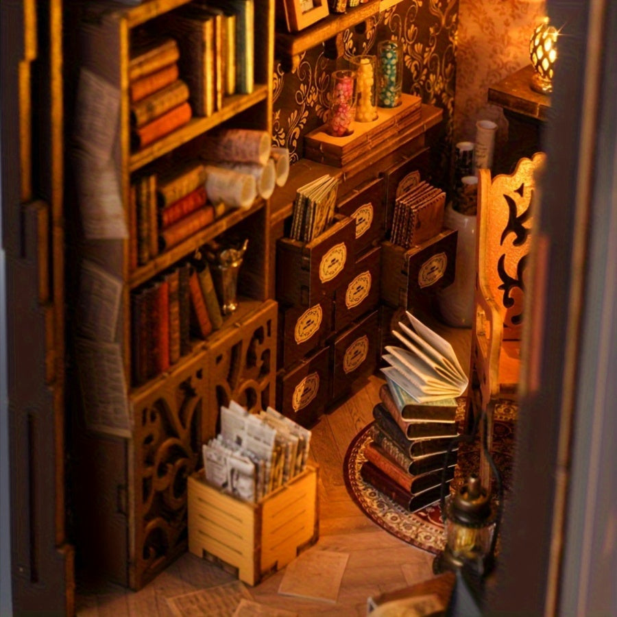 DIY Miniature Book House Kit Wooden 3D Puzzle Model Building Set