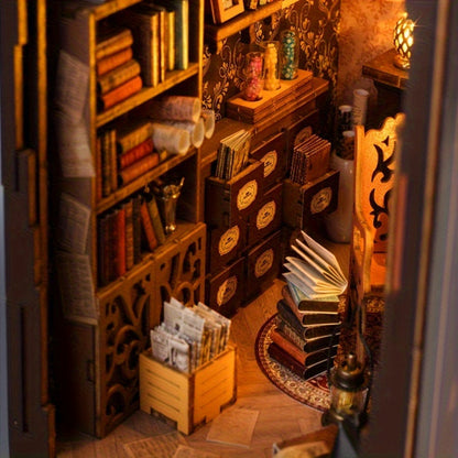 DIY Miniature Book House Kit Wooden 3D Puzzle Model Building Set