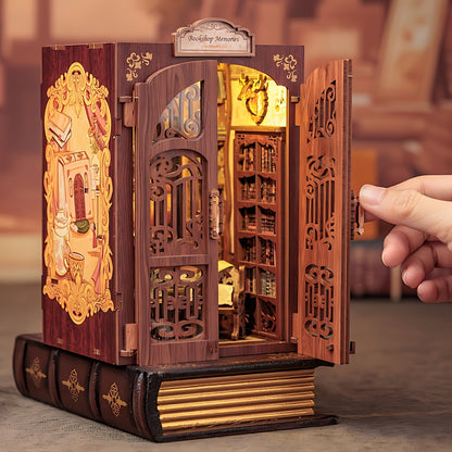 DIY Miniature Bookstore Kit Owl Theme Wooden Puzzle Lighted Display