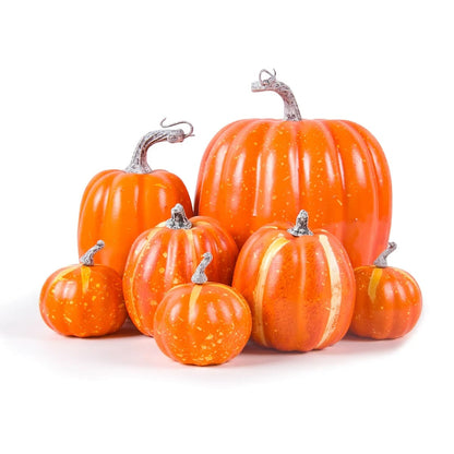 Decorative Halloween Pumpkins Foam Autumn Tabletop Home Accent Set