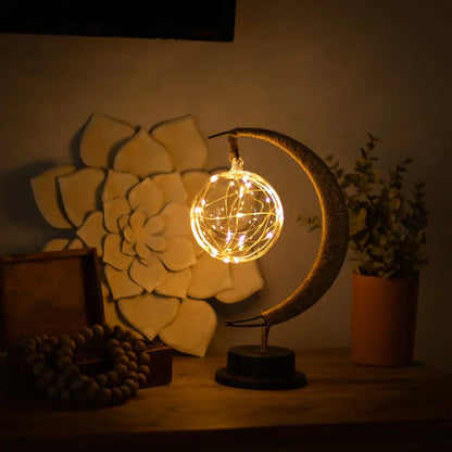 Decorative Night Lamp Ambient Lighting Iron Rope Table Light Battery Powered