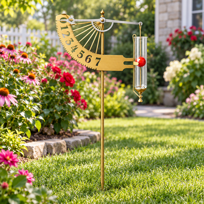Decorative Outdoor Rain Gauge with Steel Garden Stake and Rising Ball Indicator