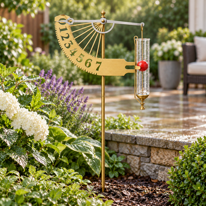 Decorative Outdoor Rain Gauge with Steel Garden Stake and Rising Ball Indicator