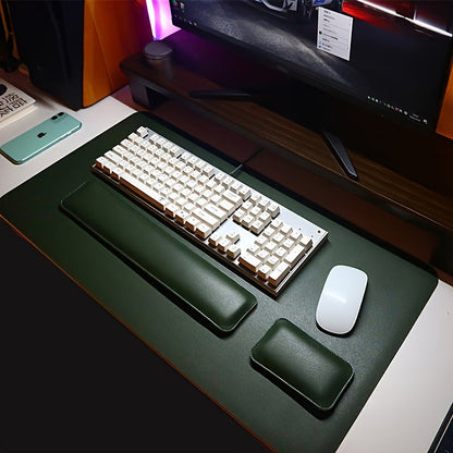 Desk Mat Set Wrist Rest Mouse Pad Keyboard Support PU Leather Desk Pad