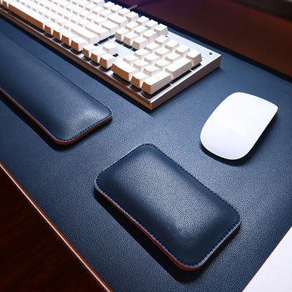 Desk Mat Set Wrist Rest Mouse Pad Keyboard Support PU Leather Desk Pad