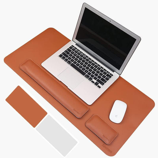Desk Mat Set Wrist Rest Mouse Pad Keyboard Support PU Leather Desk Pad