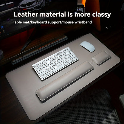 Desk Mat Set Wrist Rest Mouse Pad Keyboard Support PU Leather Desk Pad