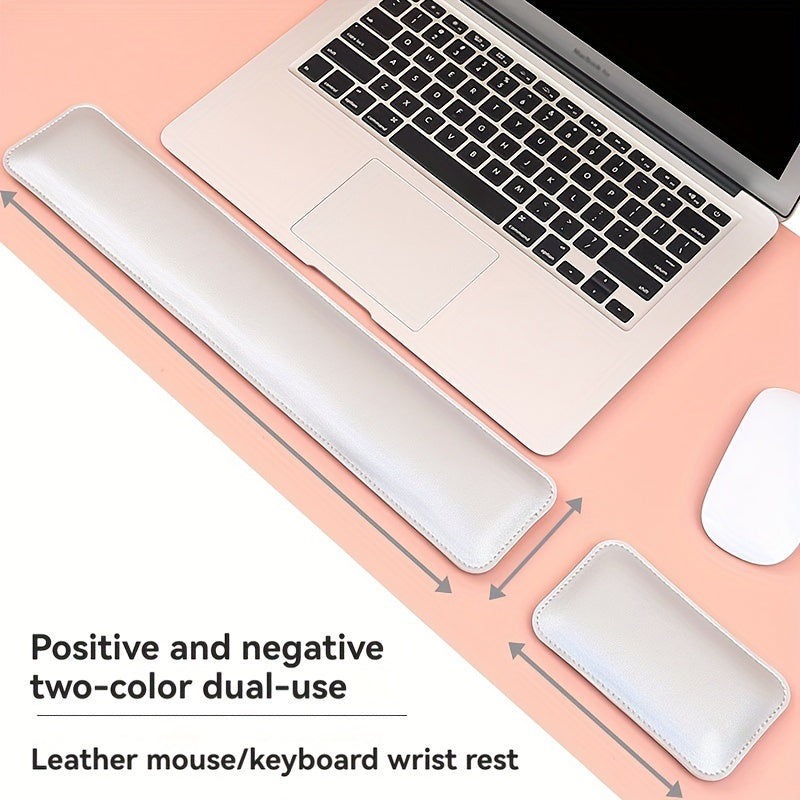 Desk Mat Set Wrist Rest Mouse Pad Keyboard Support PU Leather Desk Pad