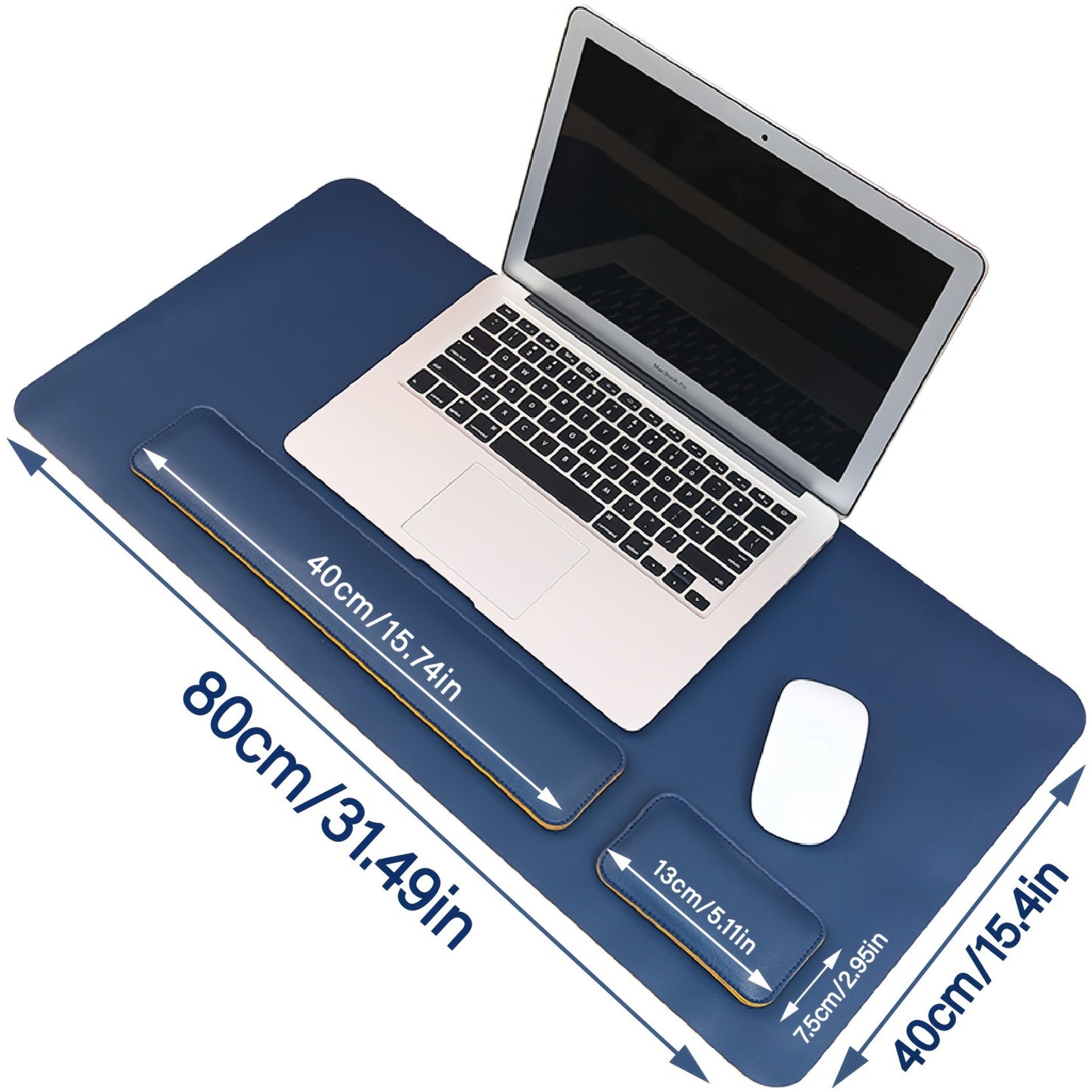 Desk Mat Set Wrist Rest Mouse Pad Keyboard Support PU Leather Desk Pad