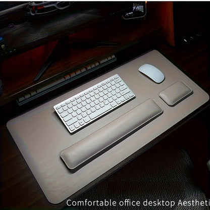 Desk Mat Set Wrist Rest Mouse Pad Keyboard Support PU Leather Desk Pad