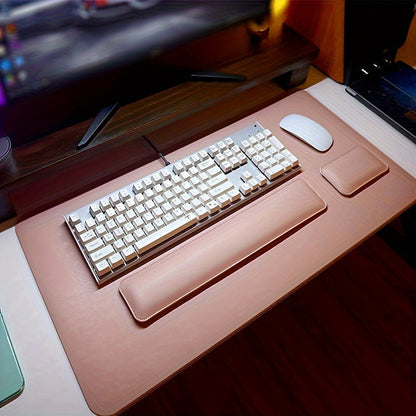 Desk Mat Set Wrist Rest Mouse Pad Keyboard Support PU Leather Desk Pad