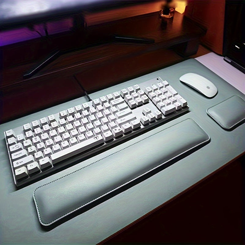 Desk Mat Set Wrist Rest Mouse Pad Keyboard Support PU Leather Desk Pad